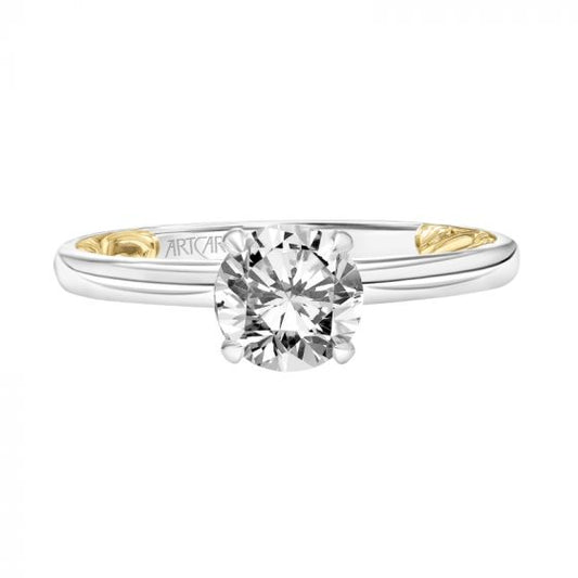 Artcarved Bridal Semi-Mounted with Side Stones Engagement Ring Oona 14K White Gold Primary & 14K Yellow Gold