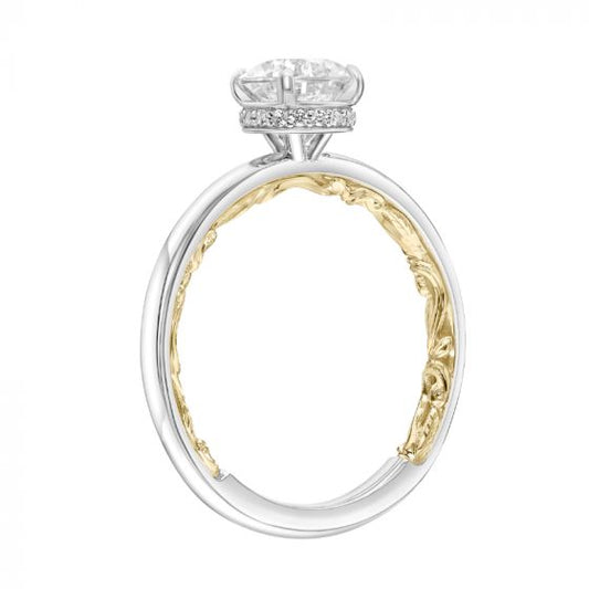 Artcarved Bridal Mounted with CZ Center Classic Lyric Engagement Ring Aileen 14K White Gold Primary & 14K Yellow Gold