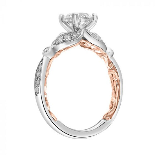 Artcarved Bridal Semi-Mounted with Side Stones Contemporary Lyric Engagement Ring Anouk 14K White Gold