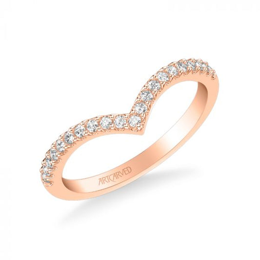 Artcarved Bridal Mounted with Side Stones Contemporary Rose Goldcut Diamond Wedding Band Truddy 14K Rose Gold