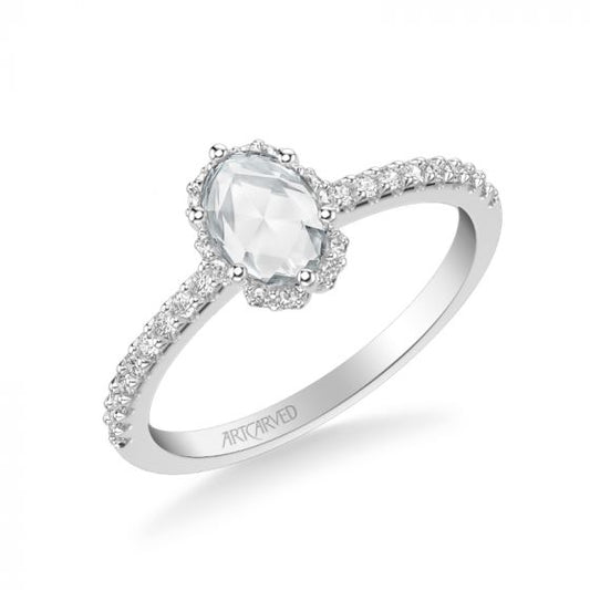 Artcarved Bridal Mounted Mined Live Center Classic Halo Engagement Ring Madelyn 14K White Gold