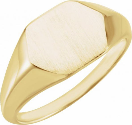 14K Yellow 12x10 mm Geometric Signet Ring