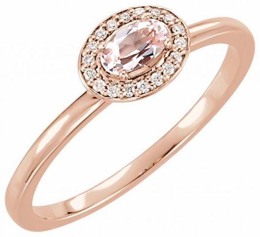 14K Rose Morganite & .05 CTW Diamond Ring