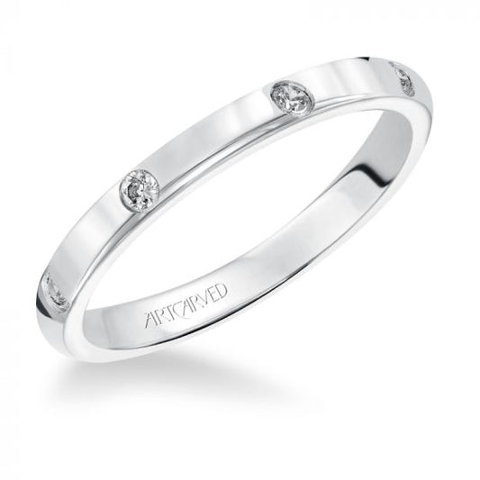 Artcarved Bridal Mounted with Side Stones Diamond Anniversary Band Clara Platinum