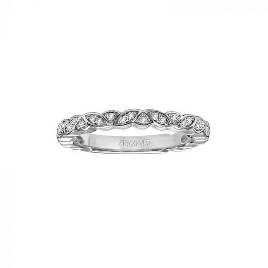 Artcarved Bridal Mounted with Side Stones Contemporary Fashion Diamond Anniversary Band Rosanne 14K White Gold