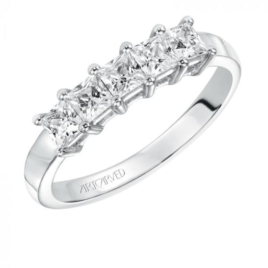 Artcarved Bridal Mounted with Side Stones Classic Diamond Anniversary Band 14K White Gold