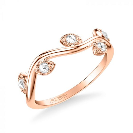 Artcarved Bridal Mounted with Side Stones Contemporary Rose Goldcut Diamond Anniversary Band 18K Rose Gold