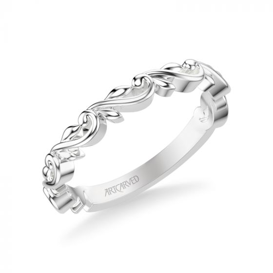 Artcarved Bridal Band No Stones Classic Lyric Anniversary Ring 18K White Gold