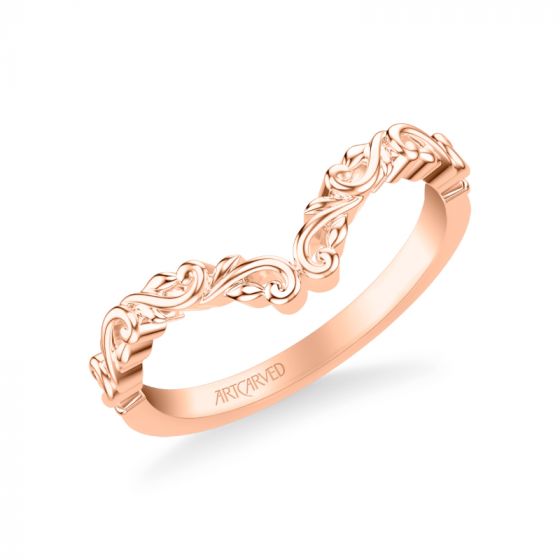 Artcarved Bridal Band No Stones Classic Lyric Anniversary Ring 18K Rose Gold