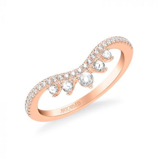 Artcarved Bridal Mounted with Side Stones Contemporary Diamond Anniversary Ring 18K Rose Gold