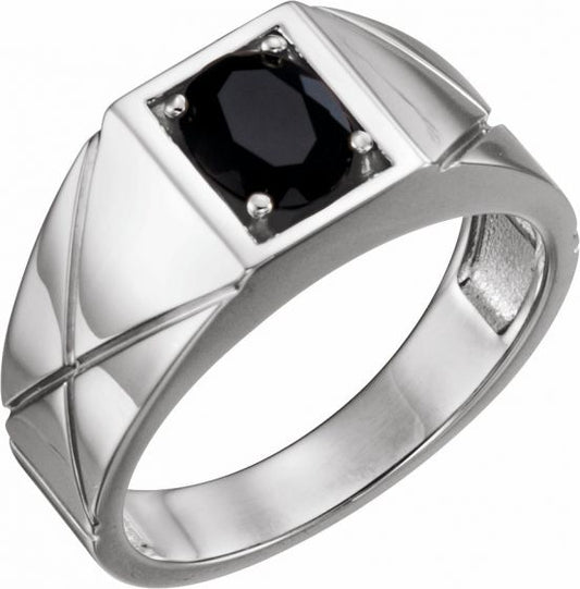 14K White Onyx Ring