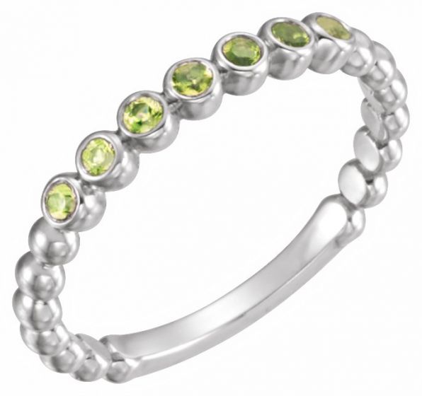 14K White Peridot Stackable Ring