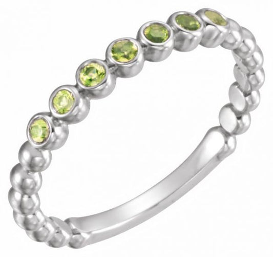 14K White Peridot Stackable Ring