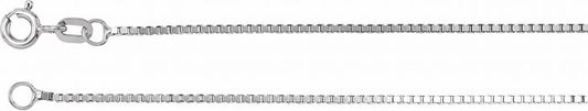 14K White 1 mm Solid Box 7 Chain