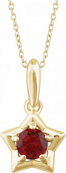 14K Yellow 3 mm Round January Youth Star Birthstone 15 Necklace