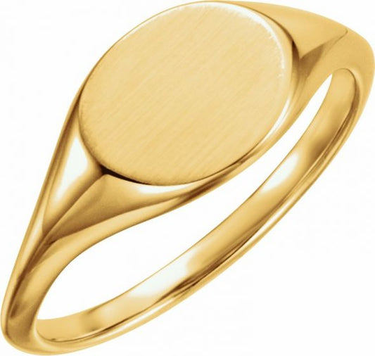14K Yellow 11x9 mm Oval Signet Ring