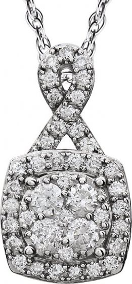 14K White 3/4 CTW Halo-Style Diamond 18 Necklace