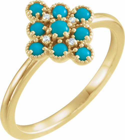 14K Yellow Turquoise & .02 CTW Diamond Ring