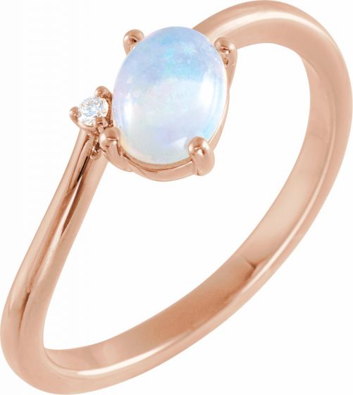 14K Rose Ethiopian Opal & .015 CT Diamond Bypass Ring