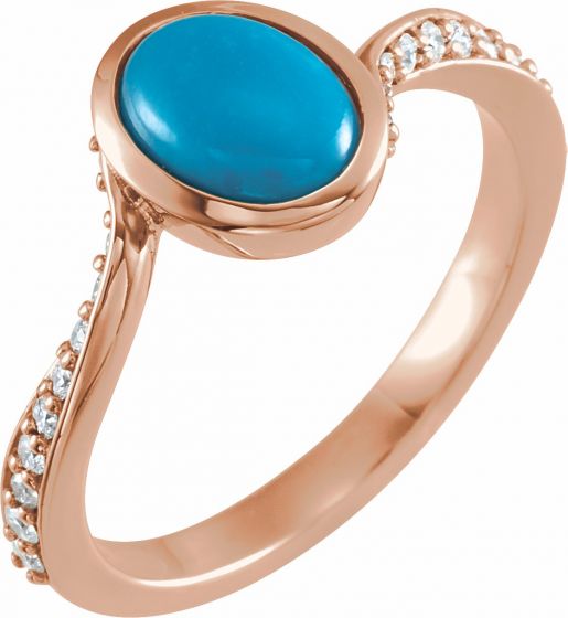 14K Rose Turquoise & 1/5 CTW Diamond Ring