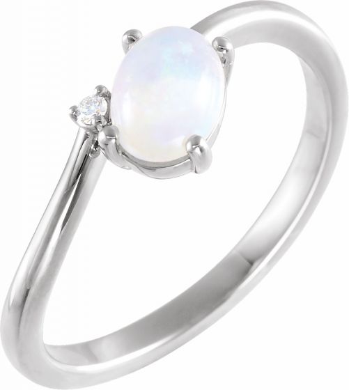 14K White Ethiopian Opal & .015 CT Diamond Bypass Ring