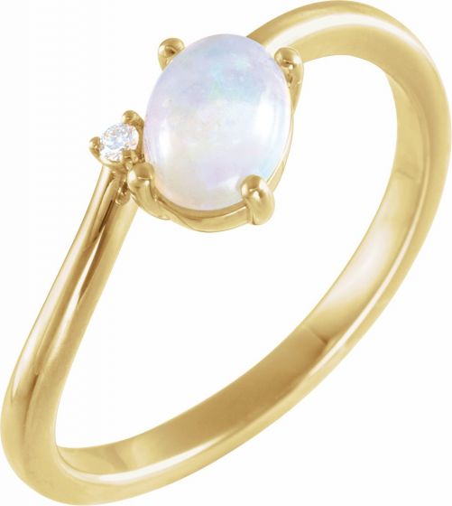 14K Yellow Ethiopian Opal & .015 CT Diamond Bypass Ring