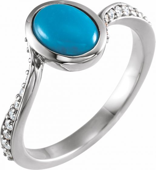 14K White Turquoise & 1/5 CTW Diamond Ring