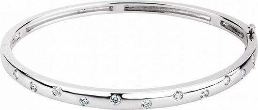 14K White 1/2 CTW Diamond Bangle Bracelet