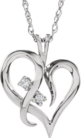 14K White .03 CTW Diamond Heart 18 Necklace