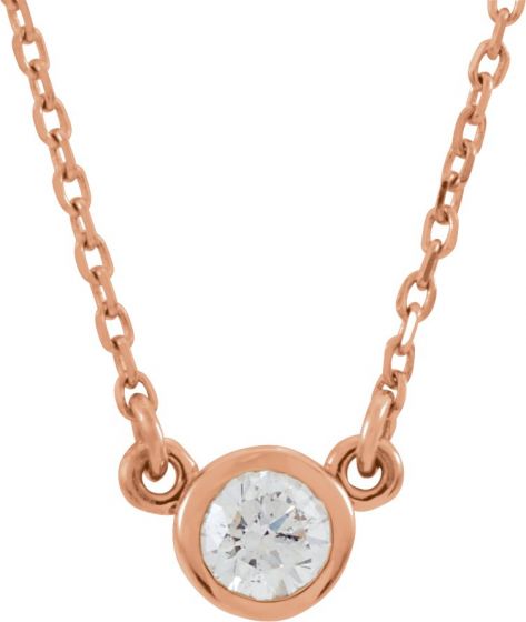 14K Rose 1/6 CT Diamond Solitaire 18 Necklace