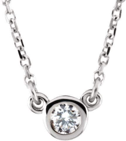 14K White 1/10 CT Diamond Solitaire 18 Necklace