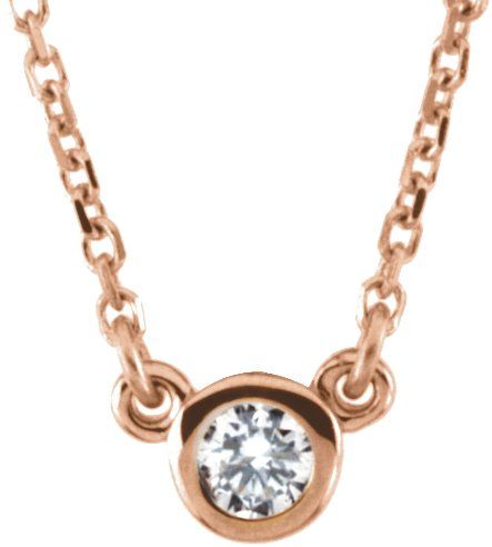 14K Rose 1/10 CT Diamond Solitaire 18 Necklace