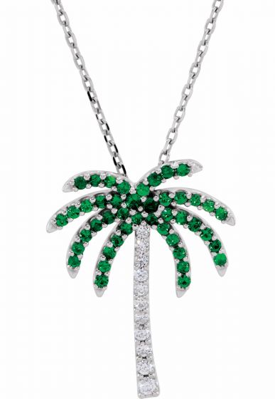 14K White Tsavorite Garnet & .08 CTW Diamond 16 Necklace