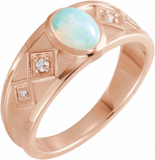 14K Rose Ethiopian Opal & .05 CTW Diamond Ring