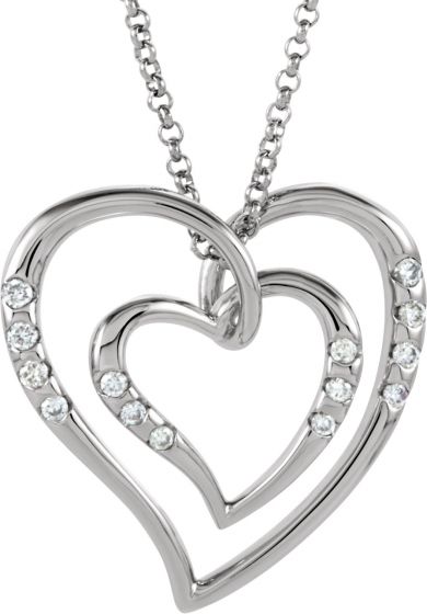 14K White 1/10 CTW Diamond Heart 18 Necklace