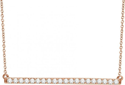 14K Rose 1/6 CTW Diamond Bar 16-18 Necklace