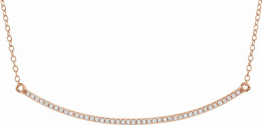 14K Rose 1/6 CTW Diamond Bar 16-18 Necklace
