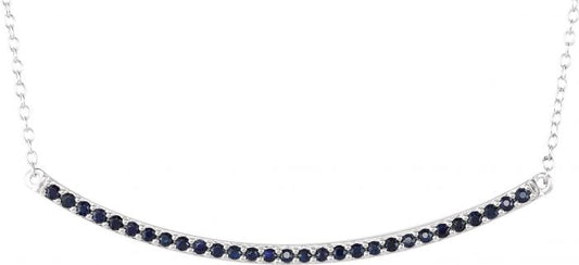 14K White Blue Sapphire Bar 16-18 Necklace