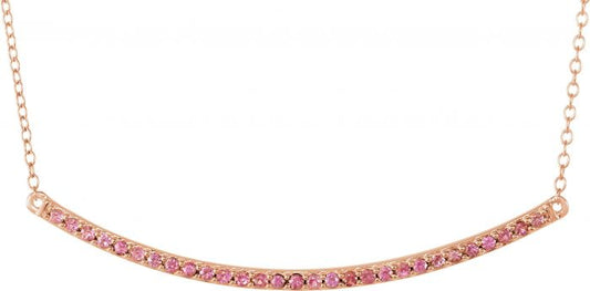14K Rose Pink Sapphire Bar 16-18 Necklace