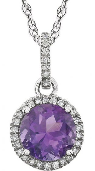 14K White Amethyst & 1/10 CTW Diamond 18 Necklace