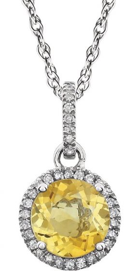 14K White Citrine & 1/10 CTW Diamond 18 Necklace