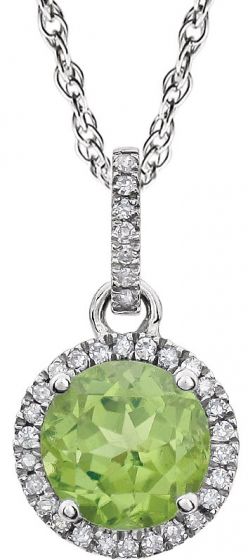 14K White Peridot & 1/10 CTW Diamond 18 Necklace