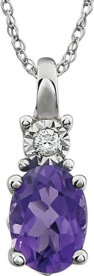 14K White Amethyst & .02 CTW Diamond 18 Necklace