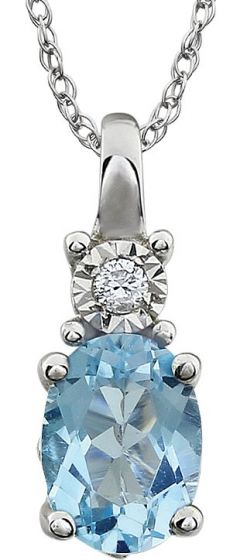 14K White Sky Blue Topaz & .02 CTW Diamond 18 Necklace