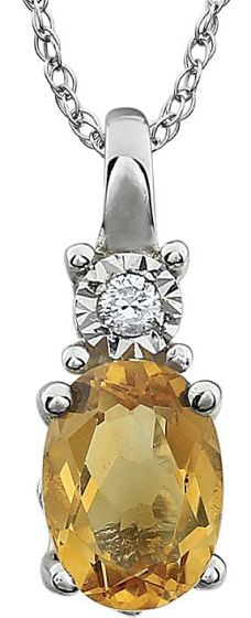14K White Citrine & .02 CTW Diamond 18 Necklace