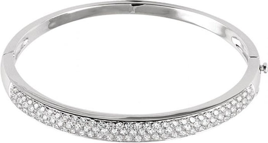 14K White 3 CTW Diamond Pave' Bangle 7 Bracelet