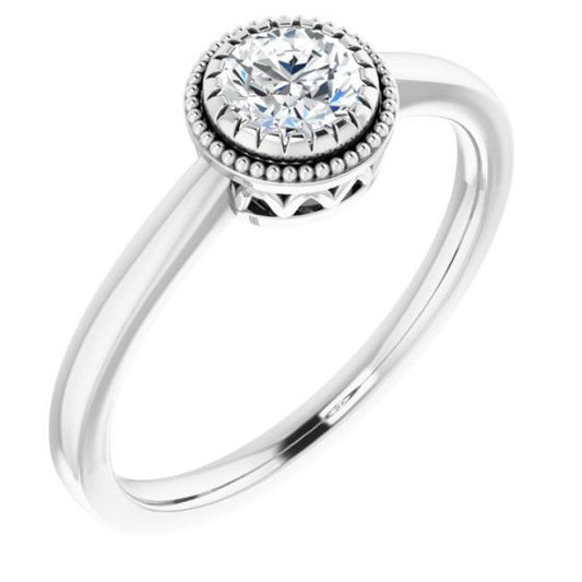14K White Sapphire April Birthstone Ring