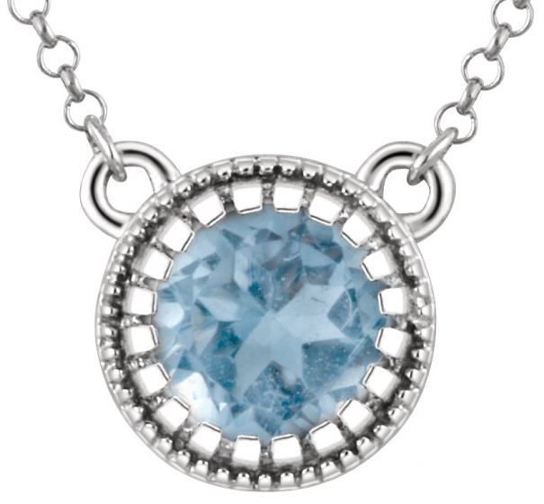 14K White Swiss Blue Topaz December 18 Birthstone Necklace