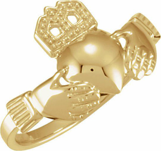 14K Yellow 12x14 mm Ladies Claddagh Ring