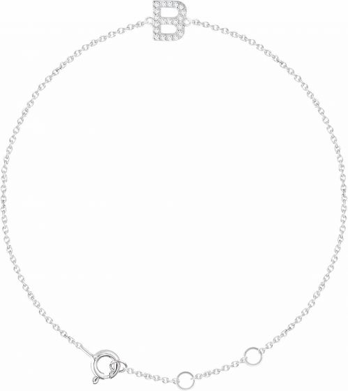 14K White .07 CTW Diamond Initial B 6-7 Bracelet